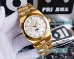 Swiss Replica Vacheron Constantin Overseas Perpetual Calendar Yellow Gold Watch White Dial